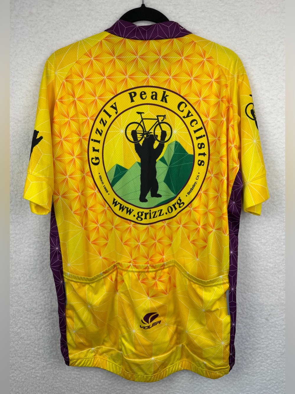 VOLER • Yellow/Purple Grizzly Peak Cyclists Short-Sleeve Cycling Jersey, XL - Picture 7 of 15